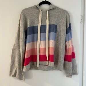 Minnie Rose Cashmere Multicolor Striped Hoodie
